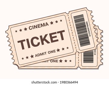 Vector drawing of a cinema ticket. Cinema ticket icon.