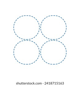 Vector drawing circle. Pattern circles dotted line color blue