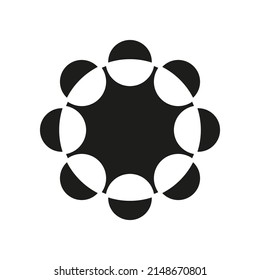 Círculo de señalización del vector, color negro de estilo plano
