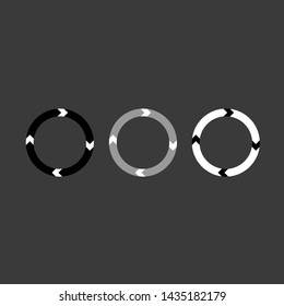 Flechas circulares número de cuatro piezas color gris negro infografía