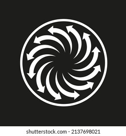 Vector drawing circular arrows, color white  flat style