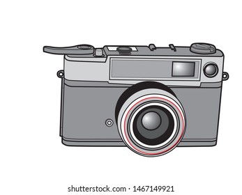vector drawing classic SLR camera.