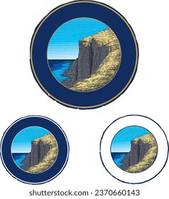 dibujo vectorial de un acantilado sobre el mar. acantilados marítimos