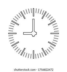 Vector drawing clock, contour color black flat style