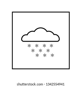 Vector drawing cloud and snow, contour color black flat style