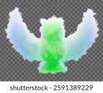 Vector drawing of clouds in the form of a bird, owl. Soft lines and smooth gradients create a feeling of lightness and airiness, ideal for fantasies and creative projects.