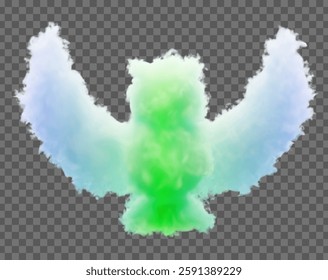 Vector drawing of clouds in the form of a bird, owl. Soft lines and smooth gradients create a feeling of lightness and airiness, ideal for fantasies and creative projects.