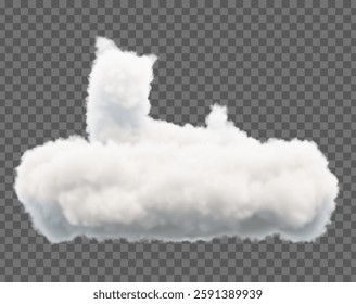 Vector drawing of clouds in the form of a cat. Soft lines and smooth gradients create a feeling of lightness and airiness, ideal for fantasy and creative projects.