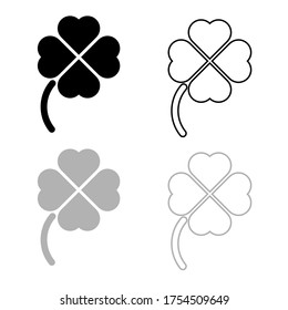 Vector drawing clover grass, silhouette and contour, color black and gray 