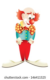 Vector drawing of a clown with big feet/Happy clown/ Easy to edit vector drawing of a clown, easy to edit layers and groups, gradients used, isolated image