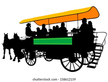 Vektorgrafik-Trainer und Pferde. Silhouette auf weißem Hintergrund. 
