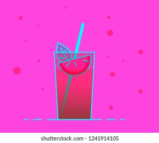 Vector drawing of cocktail, shake in flat cartoon style. Illustration for design food menu. Food icon.