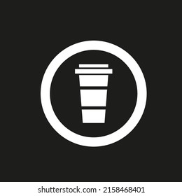 Vector dibujando vidrio de café en círculo, color blanco, estilo plano