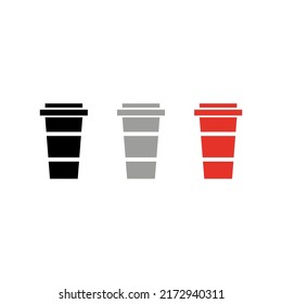Vector drawing coffee glass, color black gray red, flat style