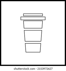 Vector drawing coffee glass, contour color black, flat style