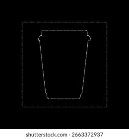 Vector que dibuja el estilo plano blanco de la línea punteada del vidrio de café