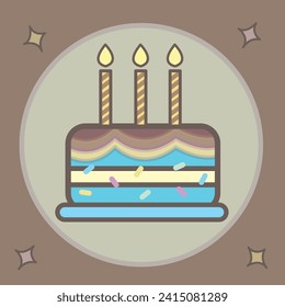 Vector drawing of a colorful, beautiful and delicious cake. Cake logo. Delicious cake.