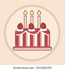 Vector drawing of a colorful, beautiful and delicious cake. Cake logo. Delicious cake.