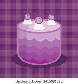 Vector drawing of a colorful, beautiful and delicious cake. Cake logo. Delicious cake.