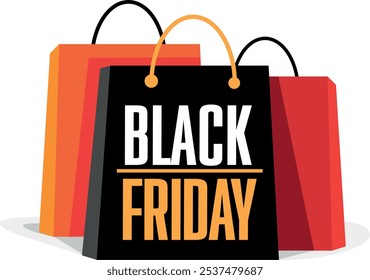 Vector drawing of colorful black friday bags