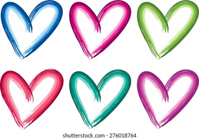 vector drawing colorful heart shapes