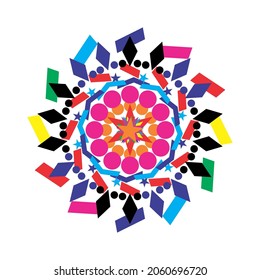 dibujo vectorial de una mandala colorida, para diseño libre.