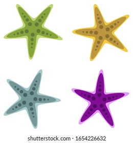 vector drawing Colorful starfish - crustacean