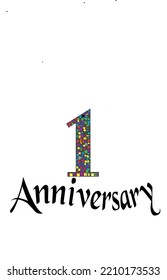vector drawing of colorfull first anniversary