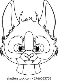 Vector drawing coloring book for baby demonic kitten. Illustration on a white background.