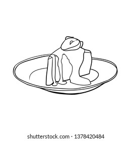 Vector drawing, coloring book, birthday cake