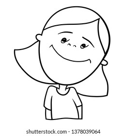 Vector drawing, coloring book, cartoon character, smiling girl