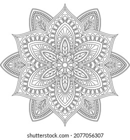 Dibujo de vectores para libro de coloreado. Patrón floral geométrico. Dibujo de contorno sobre un fondo blanco. Mandala.