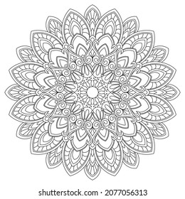 Dibujo de vectores para libro de coloreado. Patrón floral geométrico. Dibujo de contorno sobre un fondo blanco. Mandala.