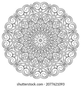 Dibujo de vectores para libro de coloreado. Patrón floral geométrico. Dibujo de contorno sobre un fondo blanco. Mandala.