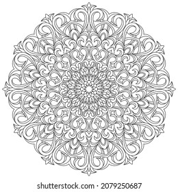 Dibujo de vectores para libro de coloreado. Patrón floral geométrico. Dibujo de contorno sobre un fondo blanco. Mandala.