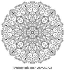 Vektorgrafik zum Färben des Buches. Geometrisches Blumenmuster. Studioaufnahme auf weißem Hintergrund. Mandala.