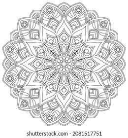 Dibujo de vectores para libro de coloreado. Patrón floral geométrico. Dibujo de contorno sobre un fondo blanco. Mandala.