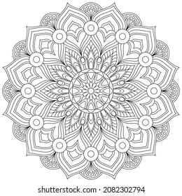 Dibujo de vectores para libro de coloreado. Patrón floral geométrico. Dibujo de contorno sobre un fondo blanco. Mandala.