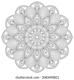 Vektorgrafik zum Färben des Buches. Geometrisches Blumenmuster. Studioaufnahme auf weißem Hintergrund. Mandala.