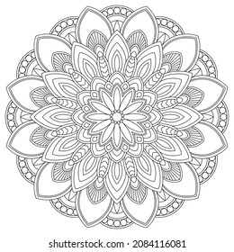 Dibujo de vectores para libro de coloreado. Patrón floral geométrico. Dibujo de contorno sobre un fondo blanco. Mandala.