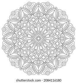 Dibujo de vectores para libro de coloreado. Patrón floral geométrico. Dibujo de contorno sobre un fondo blanco. Mandala.