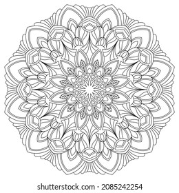 Dibujo de vectores para libro de coloreado. Patrón floral geométrico. Dibujo de contorno sobre un fondo blanco. Mandala.