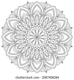 Vector drawing for coloring book. Geometric floral pattern. Contour drawing on a white background. Mandala.
