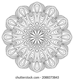 Vector drawing for coloring book. Geometric floral pattern. Contour drawing on a white background. Mandala.
