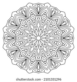 Dibujo de vectores para libro de coloreado. Patrón floral geométrico. Dibujo de contorno sobre un fondo blanco. Mandala.