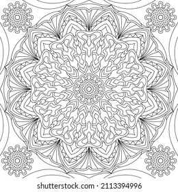 Dibujo de vectores para libro de coloreado. Patrón floral geométrico. Dibujo de contorno sobre un fondo blanco. Mandala.