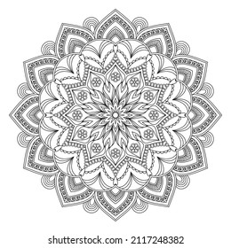 Dibujo de vectores para libro de coloreado. Patrón floral geométrico. Dibujo de contorno sobre un fondo blanco. Mandala.