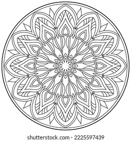 Vector drawing for coloring book. Geometric floral pattern. Contour drawing on a white background. Mandala.