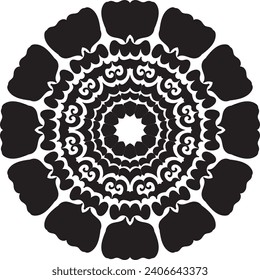 Vector drawing for coloring book. Geometric floral pattern. Contour drawing on a white background. Mandala.