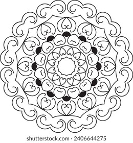 Dibujo de vectores para libro de coloreado. Patrón floral geométrico. Dibujo de contorno sobre un fondo blanco. Mandala.